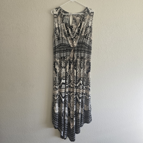 NWT INC 1X acemetrical hem long keyhole back boho dress - Picture 2 of 12